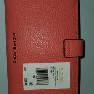 Michael Kors Coral Slim Card Wallet with ID Window